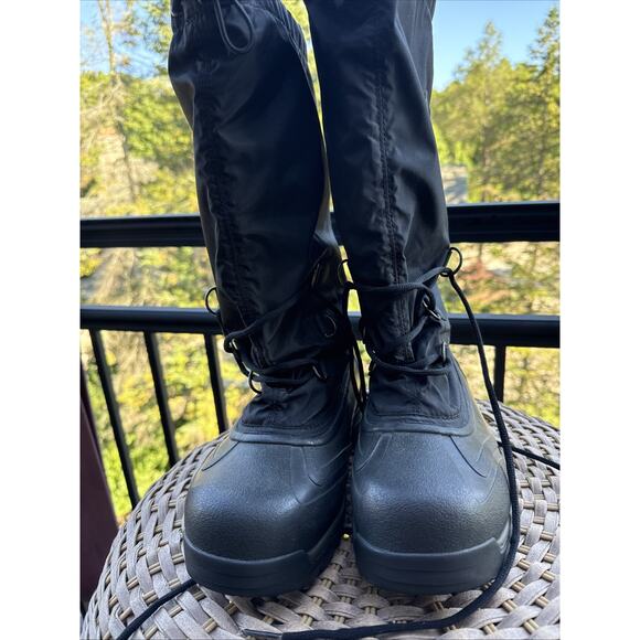SOREL SNOWLION Black Nylon Rubber Insulated Snow BOOTS NL1082-010 Womens 9 Lined - Picture 12 of 16